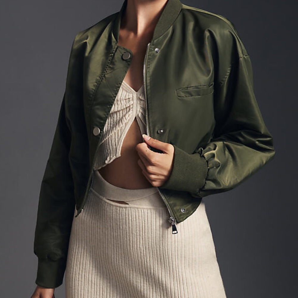 Anthropology Pilcro Cropped Bomber Jacket SZ L